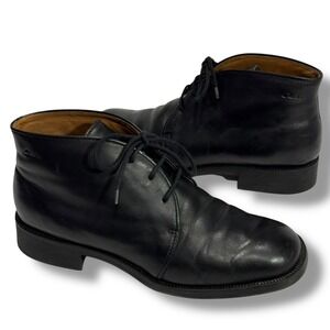 Vintage Clarks Bushacre Black Leather Chukka Boots Lace Up Ankle Mens 10M